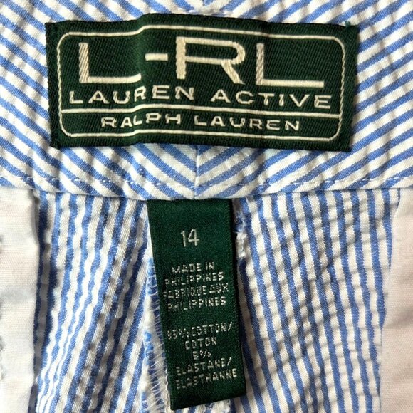 Lauren Ralph Lauren Womens Blue & White Striped Seersucker Shorts Size 14 - Picture 5 of 7